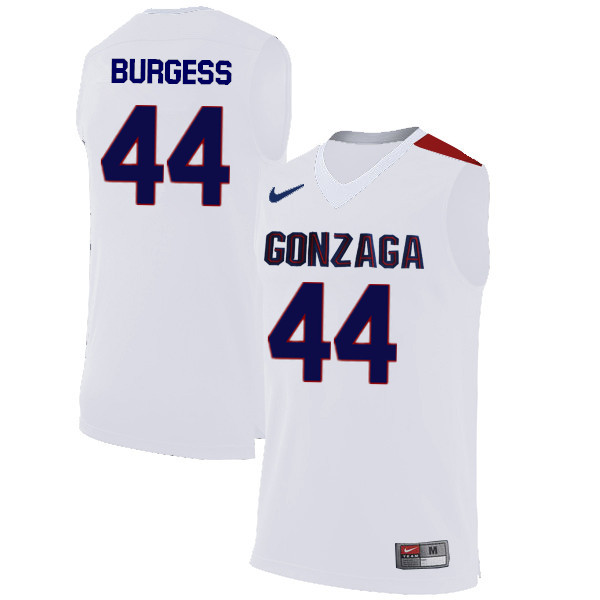 Men #44 Frank Burgess Gonzaga Bulldogs College Basketball Jerseys-White